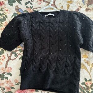 Zara Charcoal Knit Sweater with Embellishments